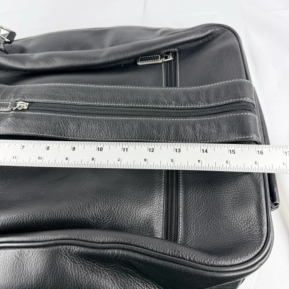NWOT RARE Levenger Leather Laptop Bag Backpack Black 16x14 Zipper Straps